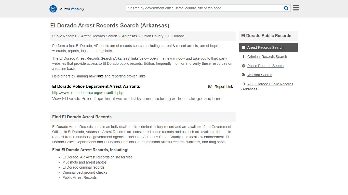 Arrest Records Search - El Dorado, AR (Arrests & Mugshots) - County Office