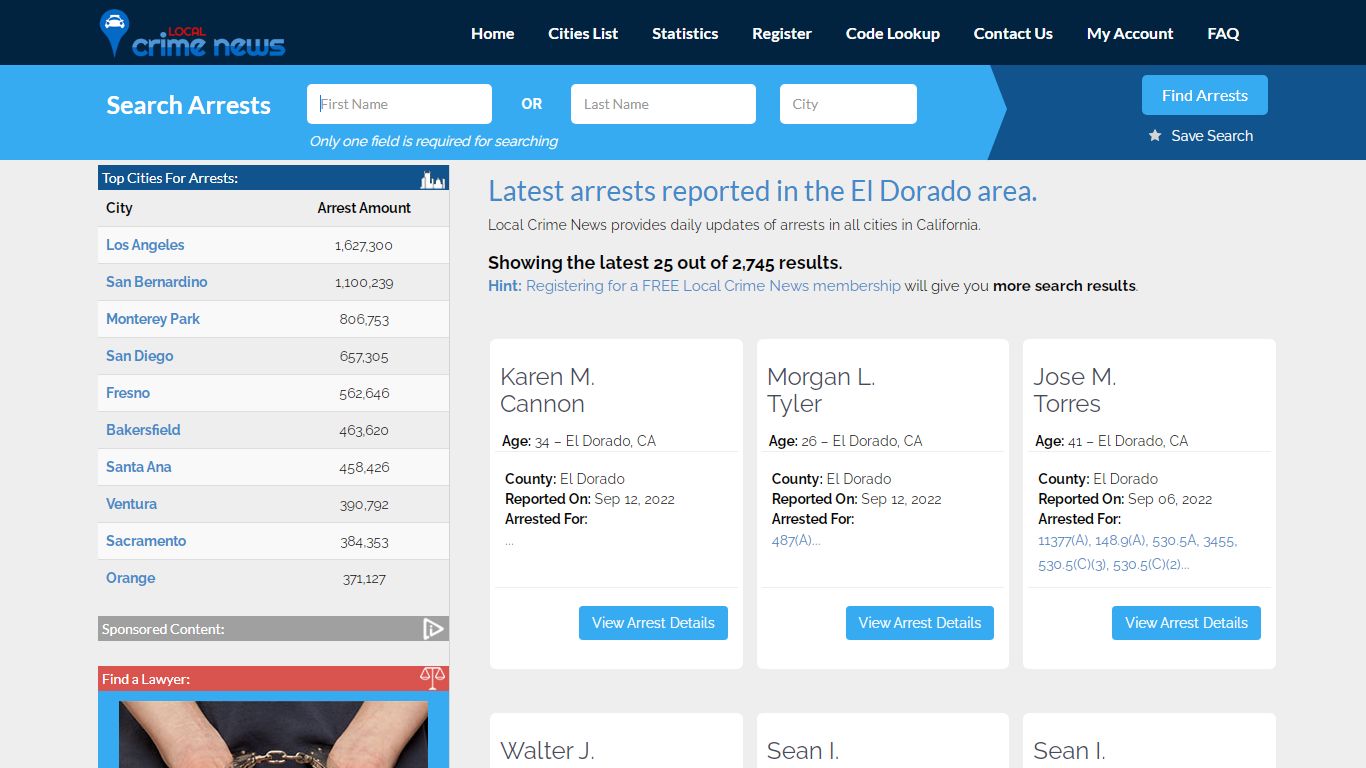 El Dorado California Arrest Records | Local Crime News