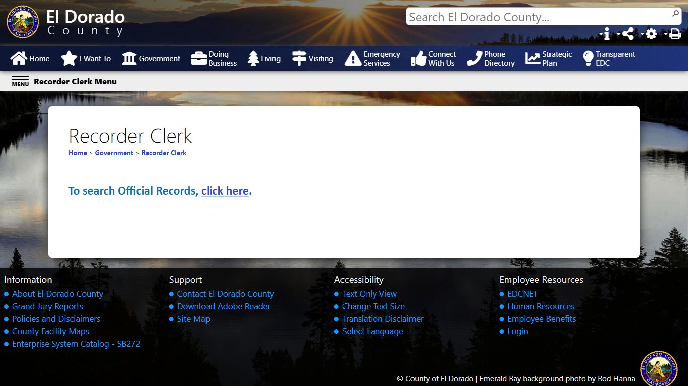 Official Record Search - El Dorado County, California